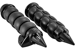 TUINCYN Motorcycle Handlebar Grips Spike 1 Inch 25mm Rubber Hand Grip With Contoured Throttle Boss Compatible with Harley Davisdon Kawasaki Suzuki Y-amaha (Black)