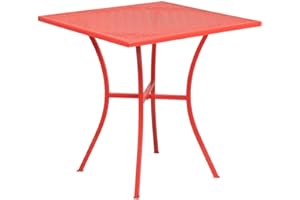 Flash Furniture Oia Commercial Grade 28" Square Coral Indoor-Outdoor Steel Patio Table