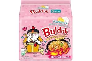 GENERIC Saras Buldak Carbonara Hot Chicken Flavour Ramen Noodles 130g (Pack of 5) | Spicy & Creamy Korean Instant Noodles | Rich & Cheesy Texture | Perfect for Spice Lovers | Popular Korean Favorite