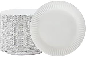 1ABOVE 100 Pack of 9-inch Disposable Paper Plates, 18cm White Paper Plates Perfect for Everyday use, Ideal for BBQ's, Parties and Events.
