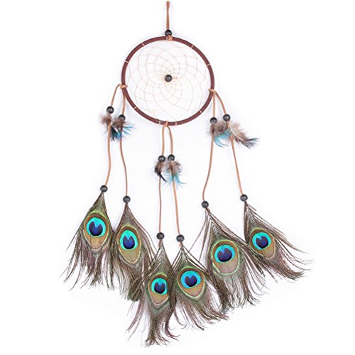 Preisvergleich Produktbild PIXNOR Dream Catcher handgemachte Peacock Feather Wand hängen Windspiel