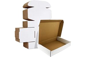 HORLIMER Pack of 20 Small Shipping Boxes, 305 x 229 x 76 mm Packaging Boxes with Lid for Goods Shipment, Gift Box, Folding Box, Postal Box (White)