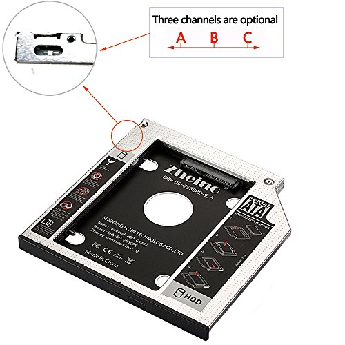Zheino 9.5mm Aluminum SATA Second HDD Caddy Festplattenrahmen 2. HDD / SSD Caddy Adapter SATA Festplatte für Notebook mit SATA Laufwerkschacht universal CD/DVD-Rom - 6