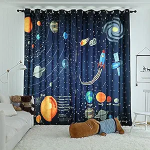 JUPON Kids Room Soft Microfibre Curtain, 2 Piece with High End Eco Friendly Printing and Stainless Steel Grommet (52 X 84 inch)