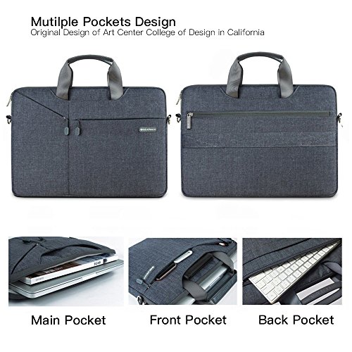3 in1 Laptop Tasche, Evershop Handtasche Schultertasche Aktenkoffer für Macbook Air Pro / Notebook / Oberfläche (Grau, 15,4 Zoll) - 4