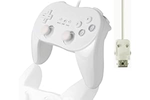 TheMax Wired Classic Controller Pro Compatible for Wii Remote Console Classic Pro Controller Console Gamepad Joystick Compatible with Nentendo Wii in White