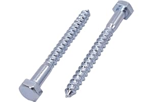 MARCOPOL 18 tornillos hexagonales de acero chapado en zinc para madera, M10 x 80 mm, tornillo hexagonal DIN 571, pernos de retención, cabeza hexagonal, tirafondos (18, M10 x 80 mm)