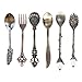 Produktbild SODIAL 6Pcs / Set Vintage Loeffel Gabel Royal Style Metall geschnitzt Mini Kaffee Loeffel Kueche Zubehoer Obst Prikkers Dessert Gabel