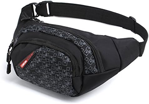 CaaCoo Bum Waist Bag 3 Zip Pockets Travel Hiking Outdoor Sport Bum Bag Holiday Money Hip Pouch pack (black)