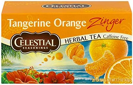 Celestial Seasonings Caffeine Free Tangerine Orange Zinger Natural Herbal Tea - 20 Bags ( Pack of 6 )