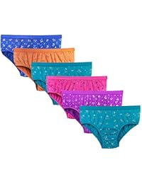 Elk Women's 100% Cotton Printed Panty with Outer Elastic -6 Piece Combo