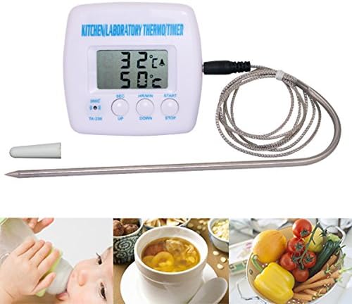 LCD Digital Timer Food Thermometer Probe Sensor Alarm Cooking Catering BBQ VOSO