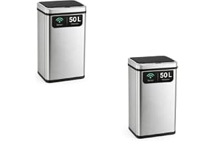 ledscom.de 2 st SORTA sensordrivna soptunnor 50 liter, soptunnor i rostfritt stål
