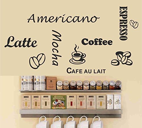 COFFEE SHOP WALL WINDOW STICKERS PREMIUM MATT BLACK