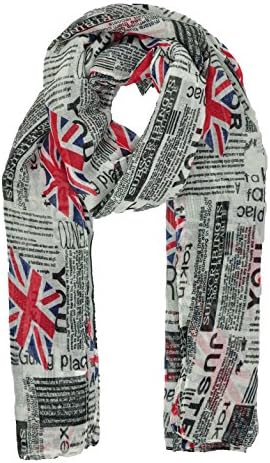 Lady Womens Britain Flag Newpaper Print Scarf Wraps Shawl Soft Scarves