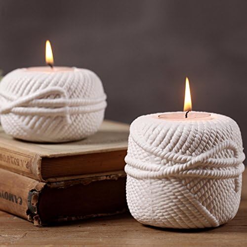 White Ceramic Wool Stylish spherical Candle Tealight Holder Decorate Home Garden(PACK OF 6)
