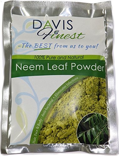 Davis Finest Neem Powder for Face, Hair, Dry Skin Rescue, Flaky, Itchy, Acne Scars, Scalp, Eczema, Lice Relief Treatment - Anti Dandruff Hair Mask for Damaged Hair 100 Gram