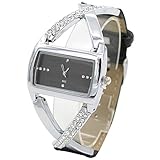 Moderne Damenuhr Analog Quarz Strass Uhr Armbanduhr Schwarz