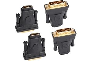 J&D DVI to HDMI Adapter (4 Pack), Gold Plated DVI (DVI D) Male to HDMI Female Converter Adapter, Bi Directional Support 3D 4K ARC Ethernet