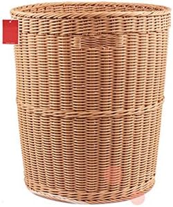 WENBIAOXUEPP woven round binaural storage basket dirty clothes basket trash cans debris bucket rattan