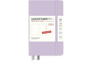 ‎LEUCHTTURM1917 LEUCHTTURM1917 367625 Wochenkalender Pocket (A6) 2024, mit Extraheft für Adressen und Jahrestage, Lilac, Deutsch, 12 Monate