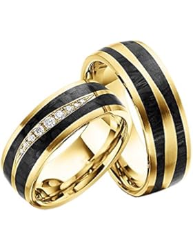 Eheringe Partnerringe Trauringe Verlobungsringe Freundschaftsringe aus Titan mit Zirkonia / Laser Gravur GRATIS