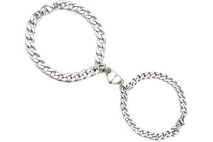 VELESAY 1Par Pareja Acero Inoxidable Pulseras Magneticas Cadena Pulsera Pareja Pulseras de la Amistad Pulseras para Mujeres Hombres Joyería