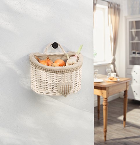 Wandkorb „Karoherz“ in beige - 5