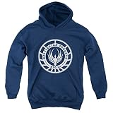 Offiziell lizenzierte Waren Battlestar Galactica Jugend Pegasus Abzeichen Pullover Hoodie, X-Large, Navy