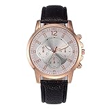 Gaddrt Herrenmode Farbe Strap Digital Dial Lederarmband Quarz Analog Armbanduhren Uhren (Black)