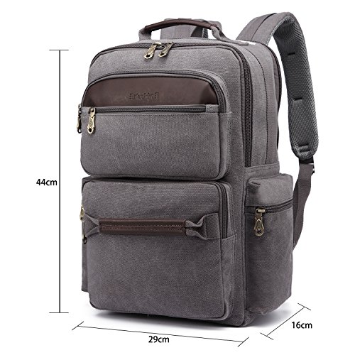 KAUKKO Canvas Laptop Rucksack Daypack Handtasche für Schul Reisen - 2