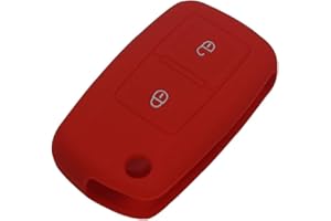 Happyit Silikonowe etui na kluczyki samochodowe do VW Volkswagen Amarok Polo Golf 4 5 6 MK4 Bora Jetta 2 guziki (czerwony)