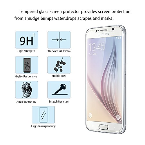 Samsung Galaxy S6 Panzerglas Schutzfolie, [2 Stück] Hi-Luck 0.33mm Premium Ultra-Klar Glasfolie Displayschutzfolie Schutzglas für Samsung Galaxy S6 (9H, Anti-Kratzer, Blasen-frei) - 3