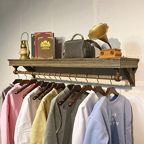 YOUjU YX Shop® Wandgarderobe Vintage Schwebendes Regal Aus Holz Bekleidungsgeschäft Ausstellungsstand, Antikes Kupfer Farbe 60/80/100/120CM (größe : 120cm)