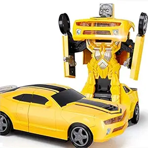 iChoice Transform Robot Car with 3D Light and Music Toy for Kids, Deformation Robot Car for Kids Battery Operated, Robot Car for Boys (Robot Car Yellow)