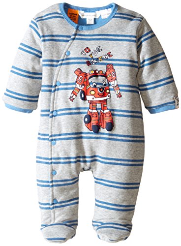 Pumpkin Patch Baby Boys' Padded Striped Footies, Metal Marle, 6-12 Months
