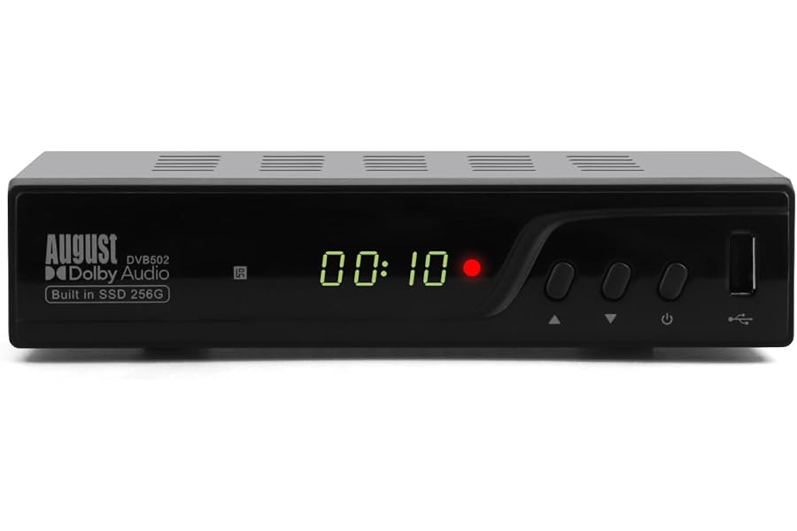 August DVB502 256GB SSD Freeview HD Set Top Receiver Box - Twin Tuner HDMI 1080p TV Recorder with EPG, Timeshift Pause/Rewind - Not Compatible with Satellite Internet