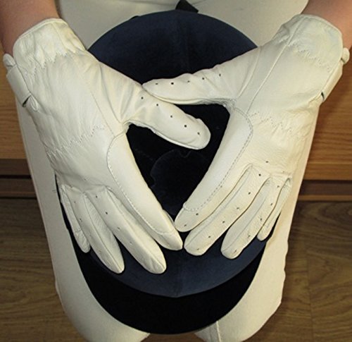 Ladies-Dressage-Gloves-Horse-Riding-White-or-Cream-Hands-On-Equestrian