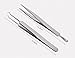 1 Set of Silver Professional Remove Blackheads Pins and Earpick Stainless Steel Straight/ Bend Acne Tweezers Curved Blemish Extractor Tool With Black Zipper Bag for Ear Cleaning Service and Acne Zit(8Pcs)