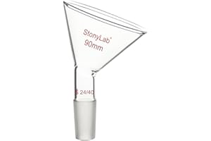 stonylab Entonnoir de Oblique en Verre, Entonnoir Triangulaire Incliné à Verre Borosilicaté de 60 Offset avec Joint Standard 24/40 pour les Matériaux de Laboratoire Complétant, 90 mm