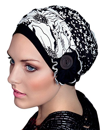 NJ Création Turban Kenaya Bouton Noir/Blanc