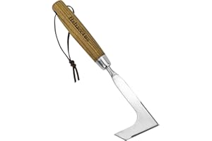 Haliaeetus Crack Weeder, L-Shape Stainless Steel Crevice Weeding Tool, Comfortable Grip Wood Handle Paver Weeder, 11'' Sidewalk Weed Removal Tool for Garden Lawn, Bricked Patio and Terrace Paving Moss