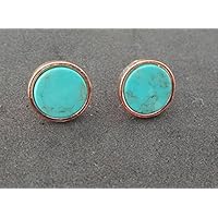 Selia runde Ohrring round kreis Ohrstecker türkis handgemacht Geometrie, Modeschmuck Schmuck, minimalistisch, geschenk