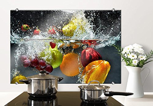 Spritzschutz Glasbild - Erfrischendes Obst - mit abgerundeten Ecken - 80x60 cm mit Klemmbefestigungen - SP21243 - Wall-Art