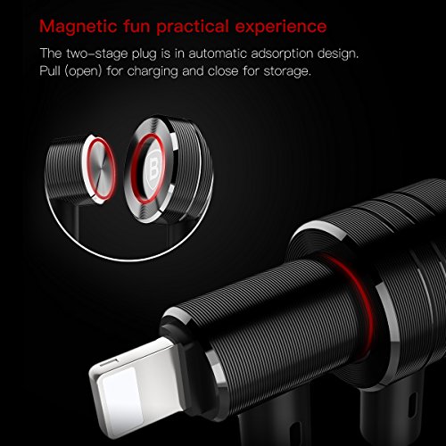 magnetisch Lightning Ladekabel, Baseus 1 m/Auslöser [90 Grad rechtwinklig] langlebiges Lightning-auf USB-Sync & Ladegerät Kabel Ladekabel für iPhone 7/7 Plus/6/6S/6S Plus/iPad/iPod (schwarz + black-1 m) - 4