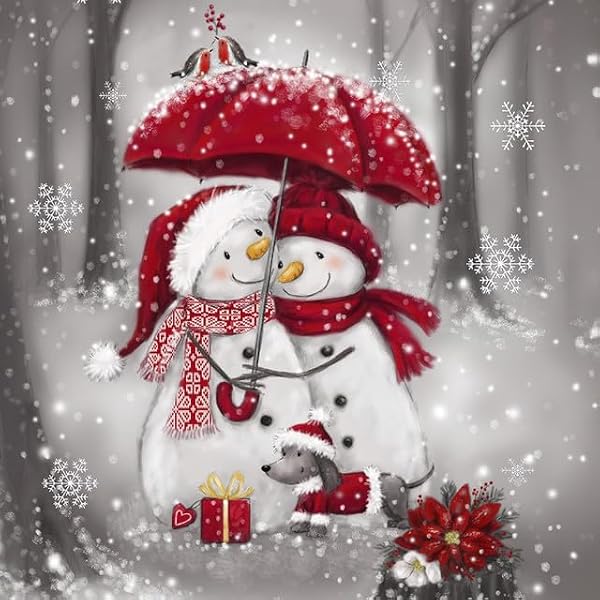 20 Winter-Servietten Mit Schneemann & Tieren - Festliche Tischdeko Für Weihnachten & Wintertage