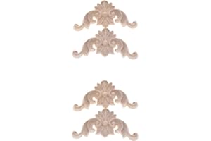 Kesheng Holzornament Wandornament Ecke Schnitzerei Verzierung Möbel Dekoration (4X, 8.6x6x0.7cm)