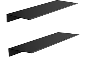 ‎HNVNER HNVNER Wandregal Metall Schwarz, Wandboard 2er-Set, Dekorative Regale für Wände, 40cm Schweberegal Wandmontage Duschregal, Wand Regalbrett zur Präsentation für Schlafzimmer, Wohnzimmer, Bad, Büro