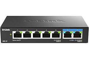 D-Link DMS-107/B 7-Port Multi-Gigabit Unmanaged Switch with Two 2.5G and Five Gigabit Ports, Fanless, Low Profile, Compact, Metal Housing, QoS, Plug and Play