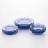 DURALEX | Dinnerware Set 6 People 18 Pieces in Tempered Glass Resistant Elegant and Durable Marine Colour - Complete Duralex